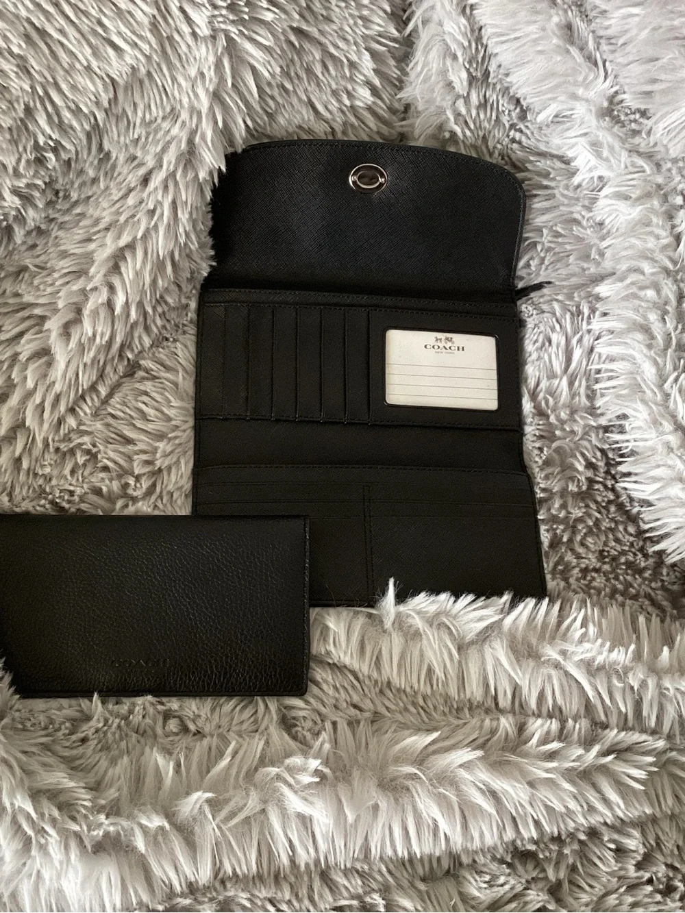 Coach Everyday Black Leather Wallet with Turn-Lock Closure